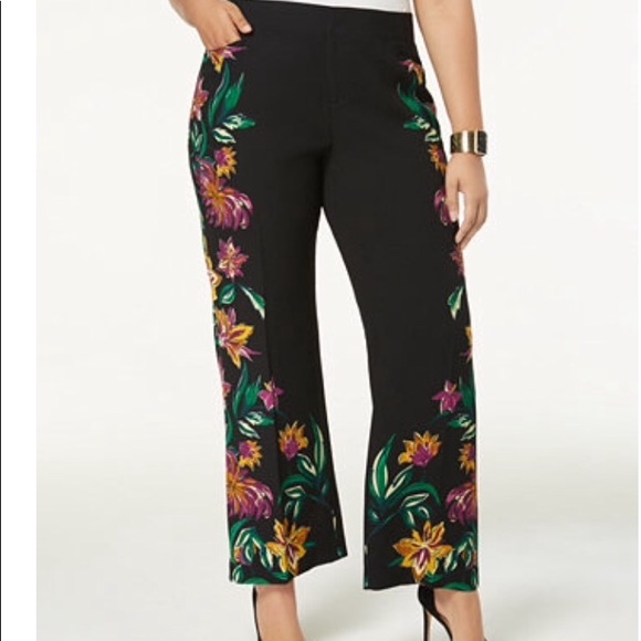 INC INTERNATIONAL CONCEPT FLORAL WIDE LEG PANT - Picture 2 of 3